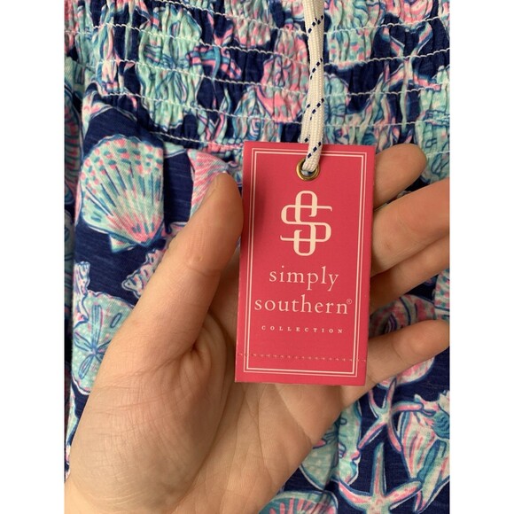 NWT Simply Southern Seashell Print 2-Piece Set Top & Skirt Blue/Pink- Size Large - Picture 10 of 14
